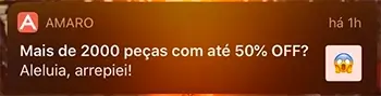 Push Notification da Amaro no Celular